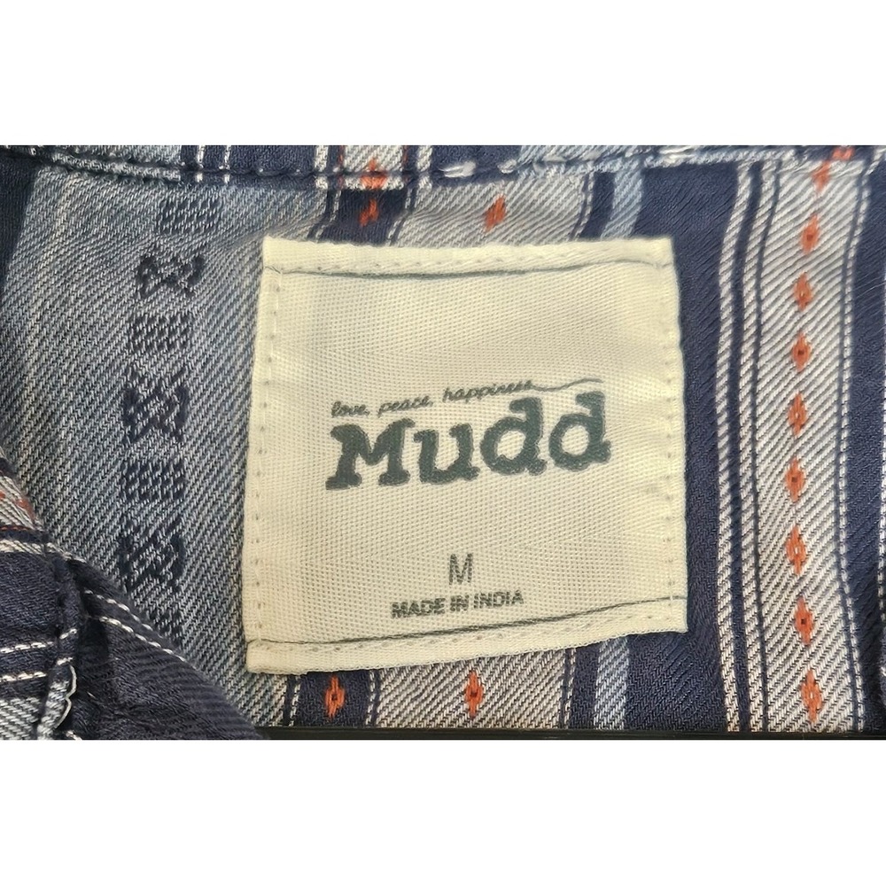 Vintage Mudd Vertical Stripe Long Sleeve Shirt M Women Western Indie Boho Y2K - Picture 6 of 12